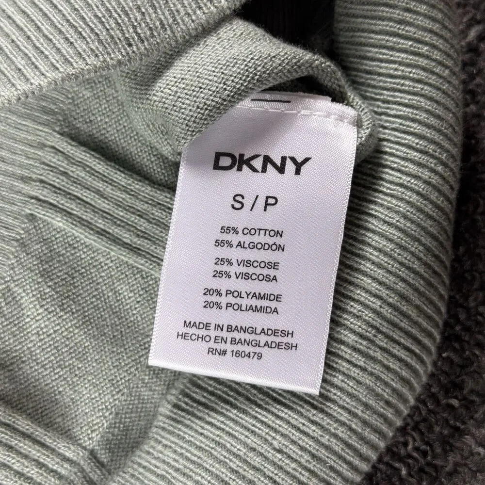 DKNY Men's Regular Fit Short Sleeve Rib Knit Button Front Sweater Green Sz Small